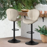 Height-adjustable bar stool, comfortable swivel chair in brown (set of 2)