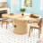 43.3''-63'' Extendable Round Dining Table For 4-6, Modern Farmhouse Expandable Dining Table With Wood Strip Base For Kitchen Living Room-1226410848