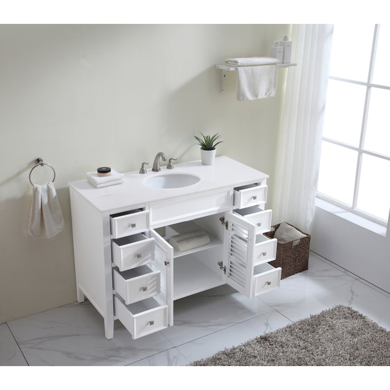 Ensemble de meuble-lavabo simple 48 po Watkinsville, Blanc antique, Blanc ivoire