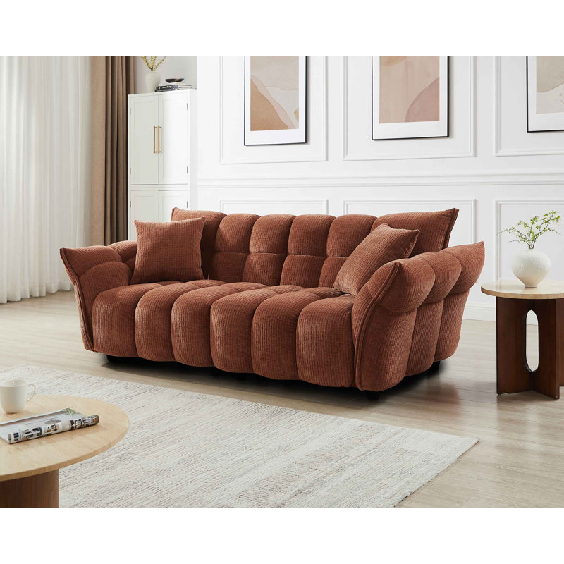 93.7" W Upholstered Modular Sofa, Rust, 3