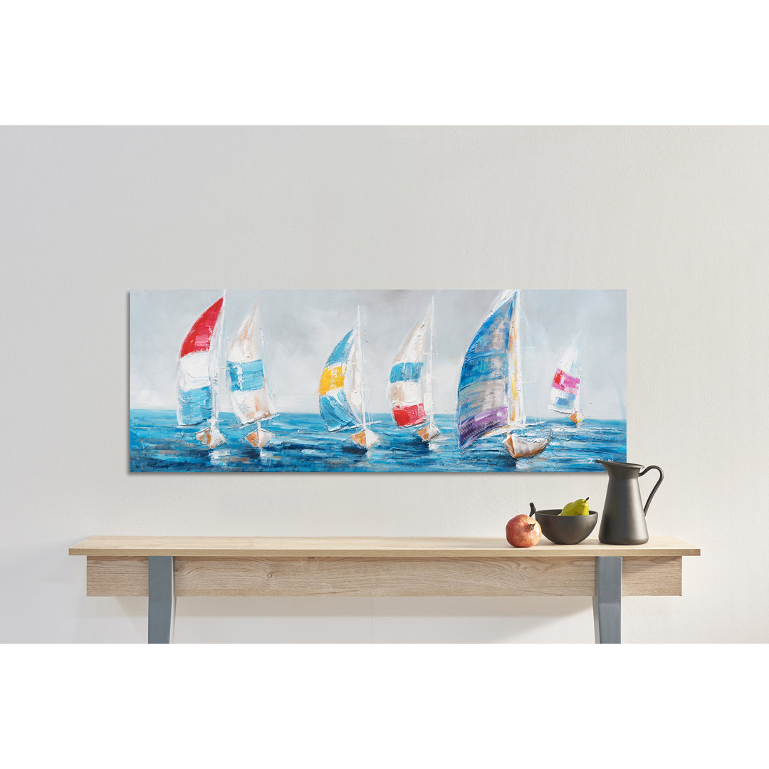 " Colorful Sailboats I " Painting Print Highland Dunes