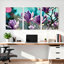 Ensemble de 3 tableaux sur toile tendue représentant des fleurs de magnolia violet, pour la décoration du salon et de la chambre.