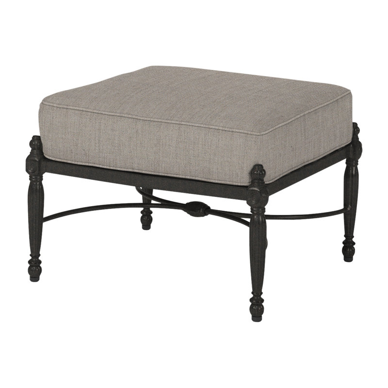 Bel Air Outdoor Ottoman, Cast Ash Sunbrella® Plainweave, Midnight Gold