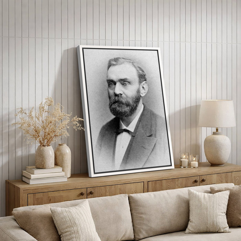 Illustration de portrait barbu, érudit classique, H 24 po x l 16 po x P 1,5 po, Cadre flottant blanc