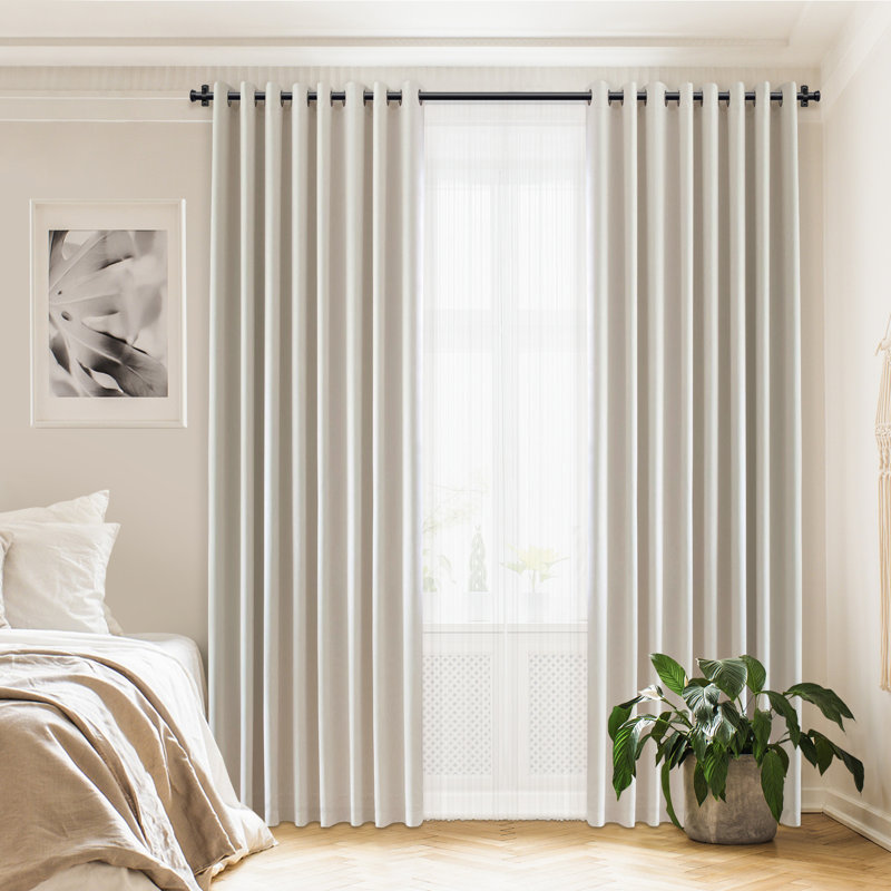 Aresha 1" Dia. Curtain Rods Adjustable Length Single Curtain Rod Black for Ceiling/Wall Mounting, 72" - 144"