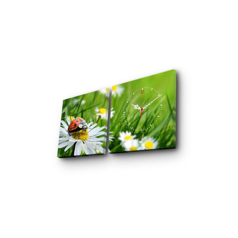 Horloge murale élégante en toile décorative (2 pièces), 23,6 po x 23,6 po | 100% toile de suède avec cadre 100% bois, épaisseur: 1,2 po | Décoration intérieure unique, parfaite pour les salons et les bureaux
