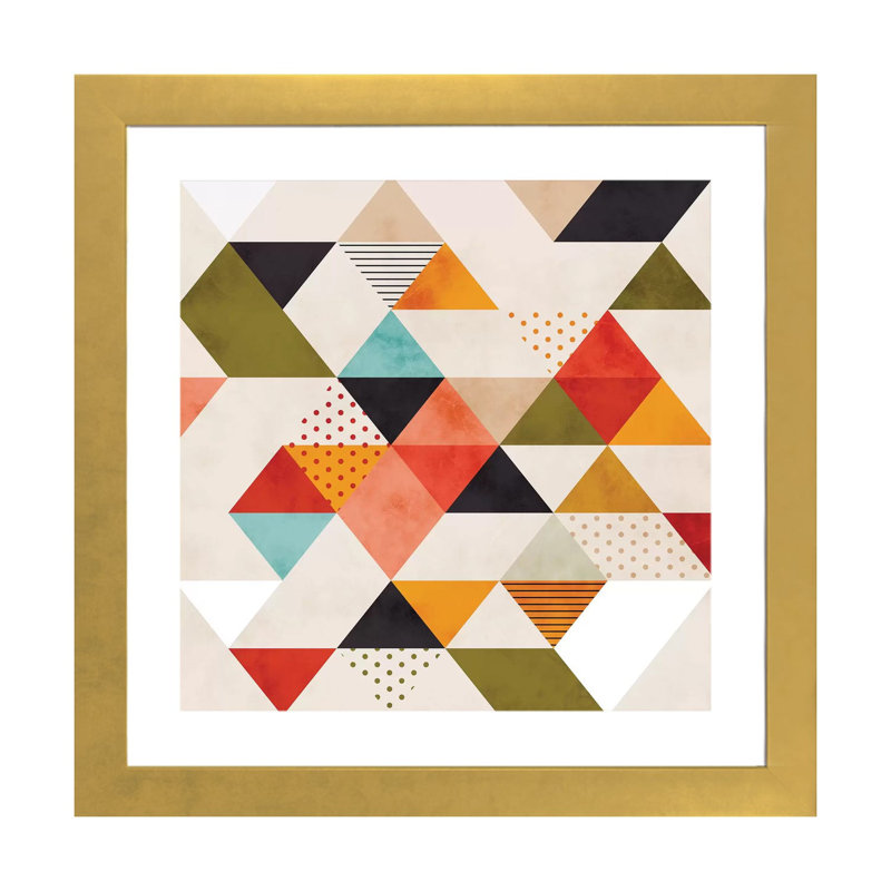 «Geometric Mid Century Triangles» par Ana Rut Bré - impression d'art graphique, Blanc, H 24 po x l 24 po x p 1 po