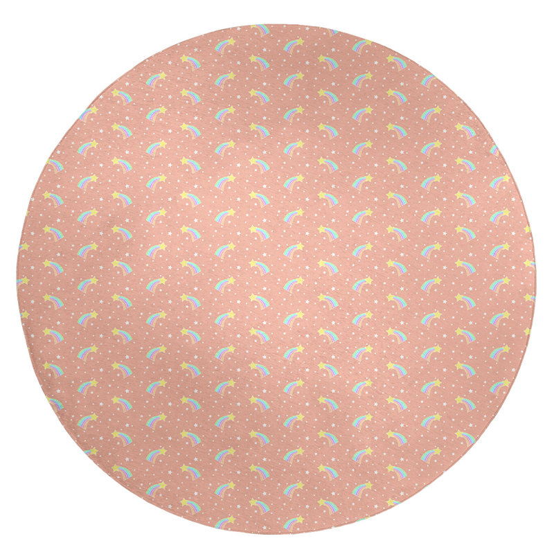 Shooting Stars Orange Area Rug, Round 5'
