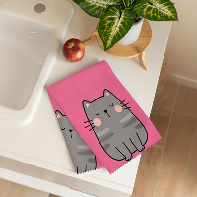  Linges de cuisine en microfibre, linges à vaisselle réutilisables absorbants, décoratifs résistants à la décoloration, 16 po x 24 po, chat tigré endormi