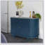 Armoire de rangement ovale 47 po avec 4 portes, accent cannelé et bord arrondi, porte coulissante, crédence autoportante pour le salon et la cuisine