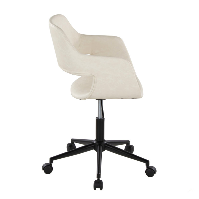 Contemporary Task Chair In Black Metal, Cream, Black