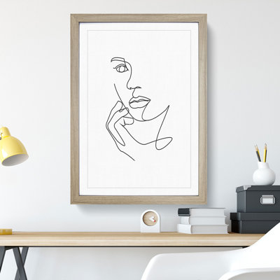 Line Female Face - Framed Print