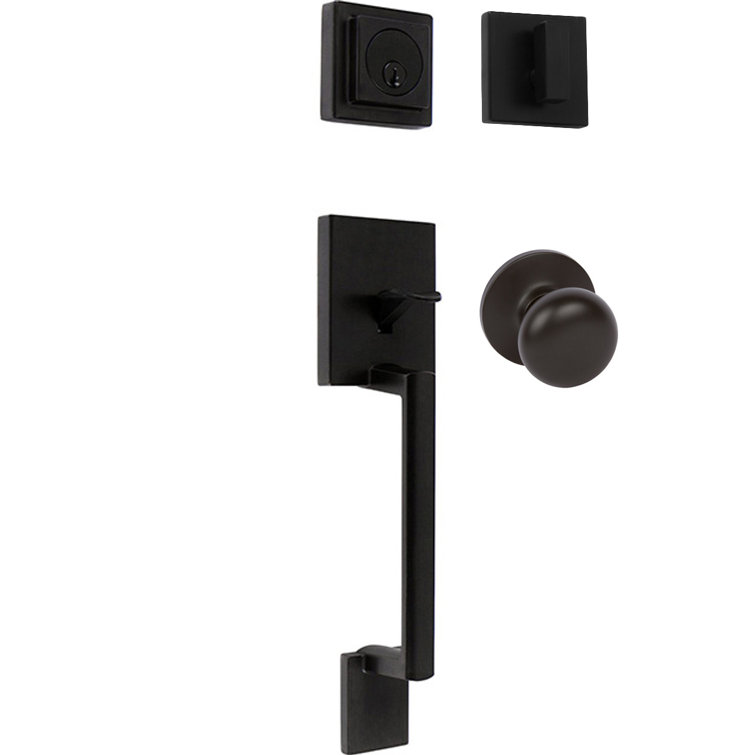 Delaney Avino Handleset with Single Cylinder Deadbolt and Olivia Knob and Rosette
