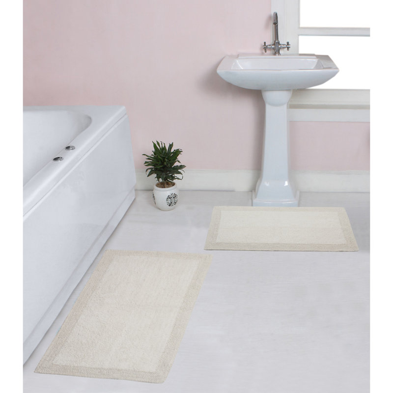 Tapis de bain luxueux 100% coton (ensemble de 2) réversible, Ivoire, Ensemble de 2 pièces (24 po x 40 po, 21 po x 34 p