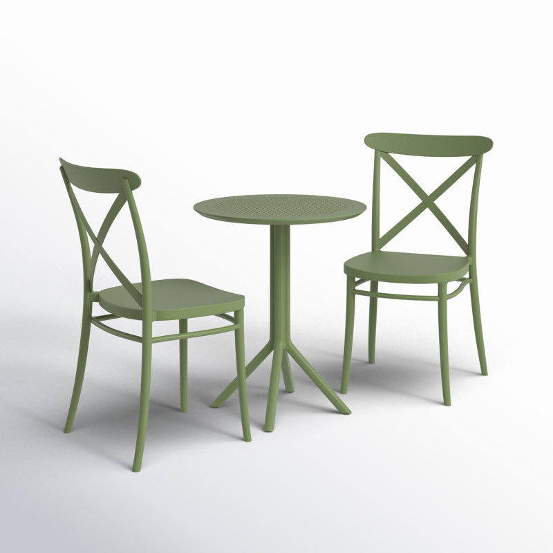 Ensemble bistro en plastique avec table pliable 23,6 po Farrah, Vert olive