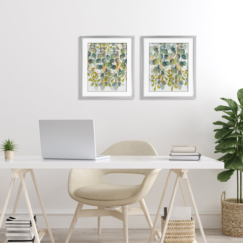 Layered Ivy Hanging Botanicals, ensemble de 2 reproductions encadrées sous verre encadrées, design par Marcus Prime