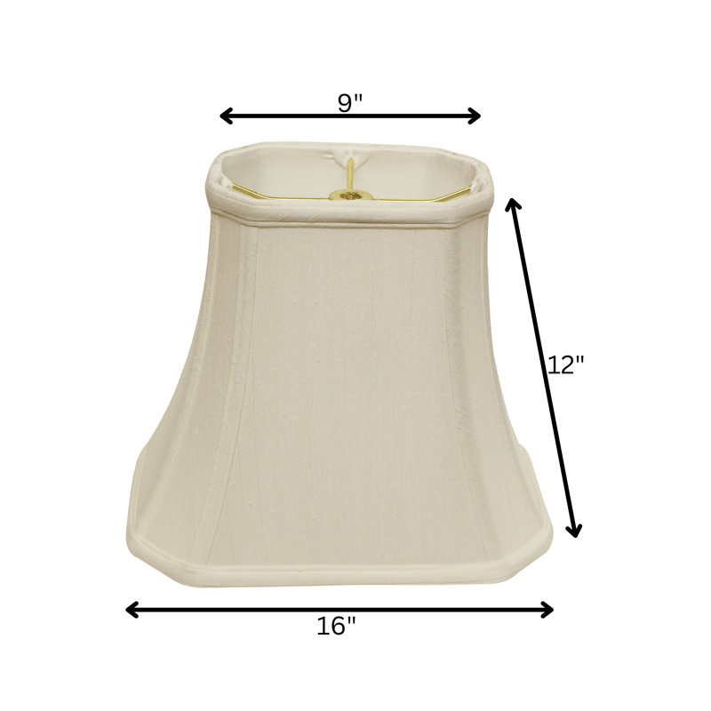 Abat-jour rectangulaire en tissu découpé avec abat-jour rond, Blanc, H 12 po x l 16 po x P 16 po