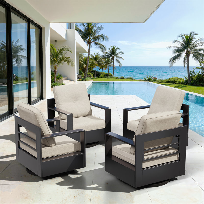 Outdoor 4"Deep Seat Cushion Set With Olefin Fabric,6 Colors Available(Set of 5), 5, Beige