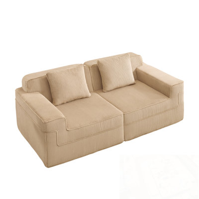 Loveseat with Throw Pillows and Deep Seat