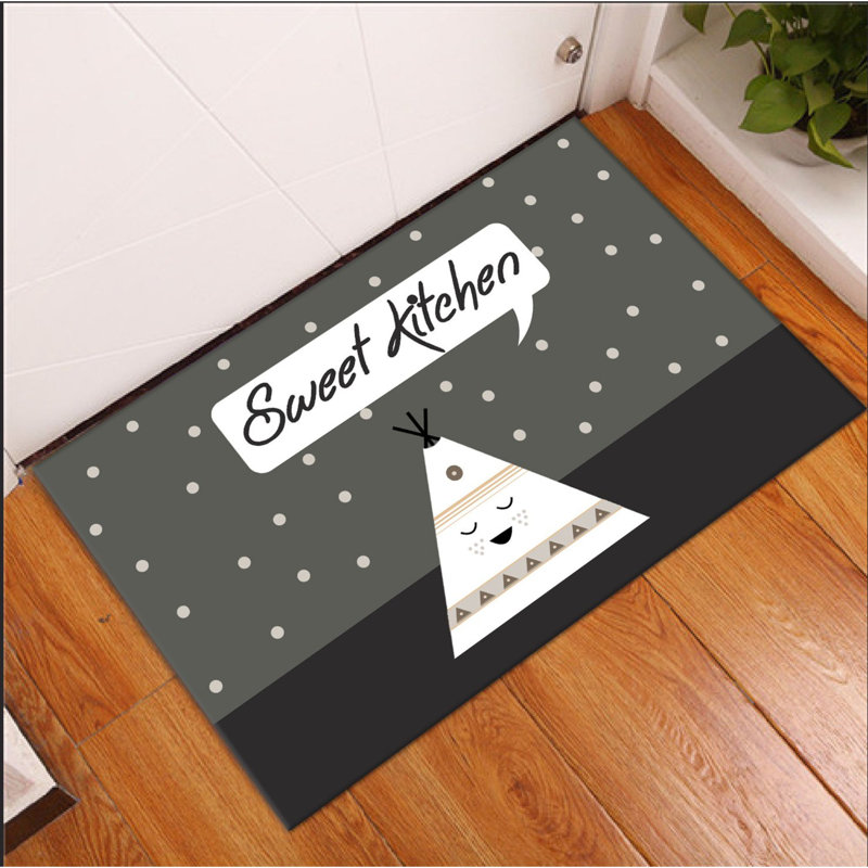 Tapis rectangulaire en polyester tissé à la machine Edy gris / noir / blanc 1 pi 8 po x 2 pi 7 po