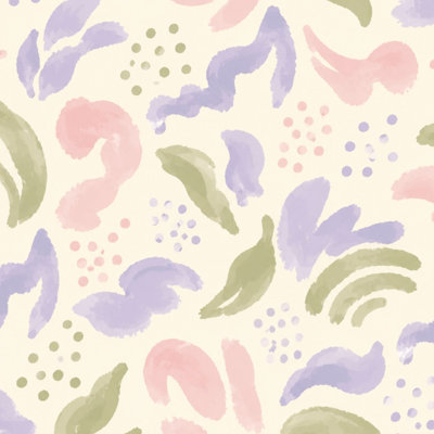 Peel and Stick Wallpaper Abstract Pastel Ikat Pink Lavender Olive Cream Contact Paper Removable Self Adhesive Wall Mural Wall Decor for Bedroom Kitchen Cabinets 24in x 118in