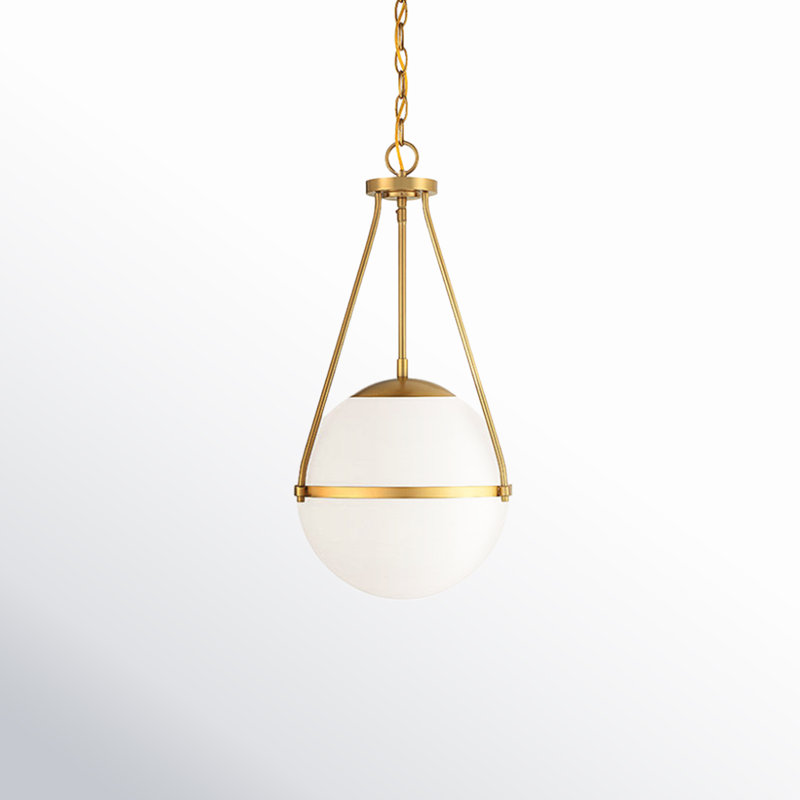 Luminaire suspendu 1 lumière Romo en laiton naturel, Laiton naturel
