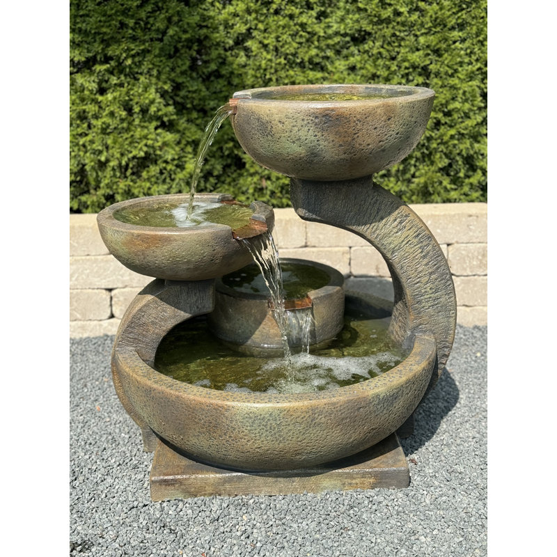Outdoor Concrete / Cement Cascade Fountain with Lights