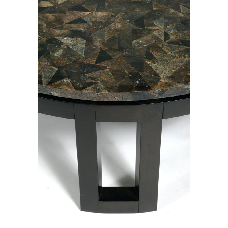 Kan Solid Wood Coffee Table, Gray Penshell, Espresso
