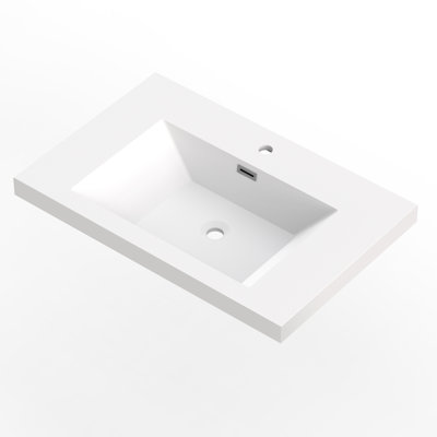 30" Single Sink Resin Top Integrated Bathroom Vanity Sink With Single Hole Faucet