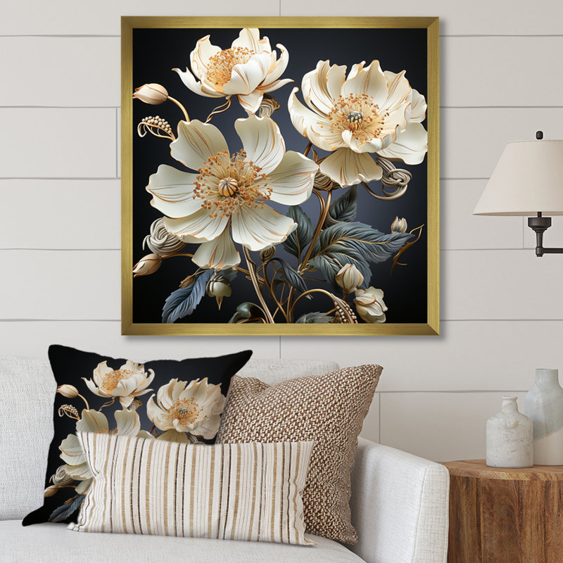 Impression sur toile Elegant Peony Dreamscape I sur toile, H 36 po x l 36 po x P 1,5 po, Cadre doré simple