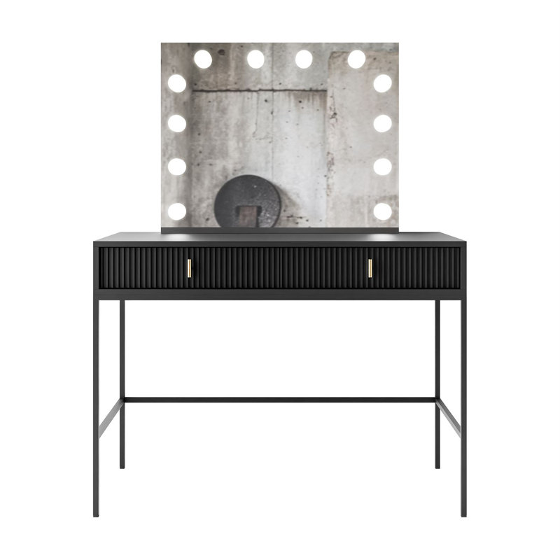 Deonni Dressing Table with Mirror, Black