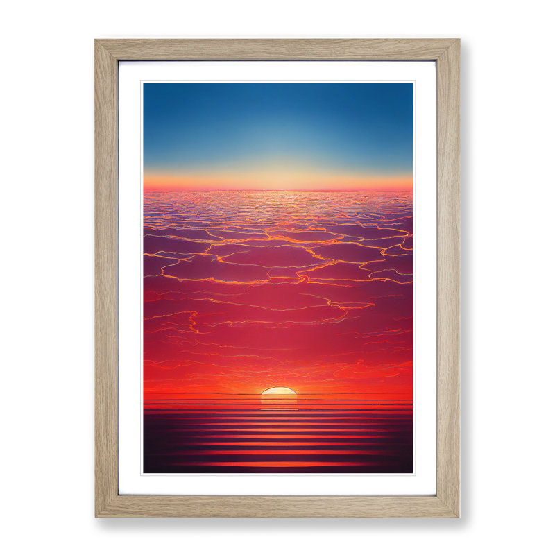 Dazzling Sunset - Single Picture Frame Print, 34cm H x 25cm W x 2cm D, Oak