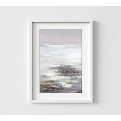 Gris et blanc, plage, peinture à l'huile sur toile, art mural