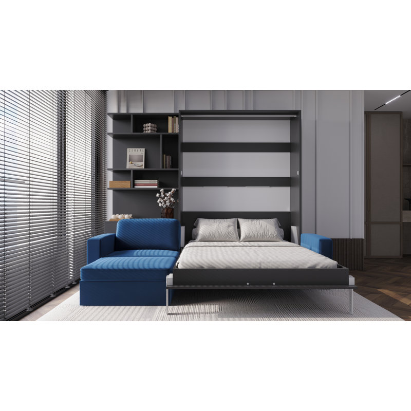 Neidelin Upholstered Bed, Grey/Navy