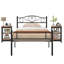Ensemble de chambre à coucher 3 pièces Kempst, cadre de lit en métal noir avec 2 tables de chevet à tablettes ouvertes, ensemble de lit plateforme en métal avec table d'appoint de 2, ensemble de mobilier de chambre pour petit espace pour appartement, chambre d'amis, chambre à coucher moderne-737466113-737466115