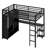 Metal Loft Bed Frame With Built-In Wardrobe, Desk And Storage Shelves-1997012849-1997012846