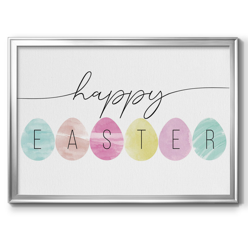 Joyeuses Pâques, art textuel sur toile encadré, Argent, H 30 po x l 44 po x P 1,5 po