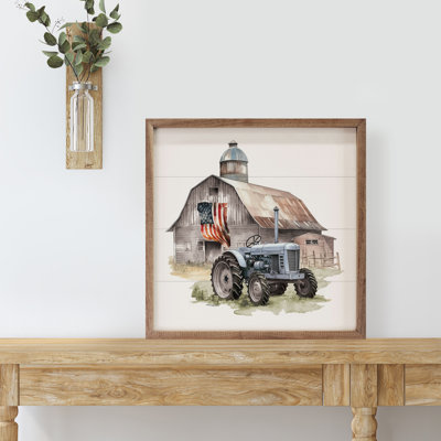 Tracteur de grange drapeau américain