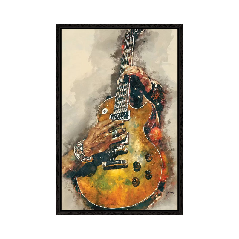 Slash's Electric Guitar - Print on Canvas, 101.6 cm H x 66.04 cm W, Black Framed