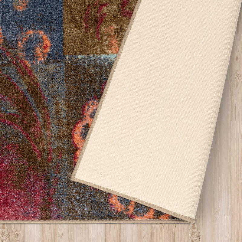 Bromborough 100% Nylon Damask Scroll Medallion Indoor Area Rug, Rectangle 4' x 6'