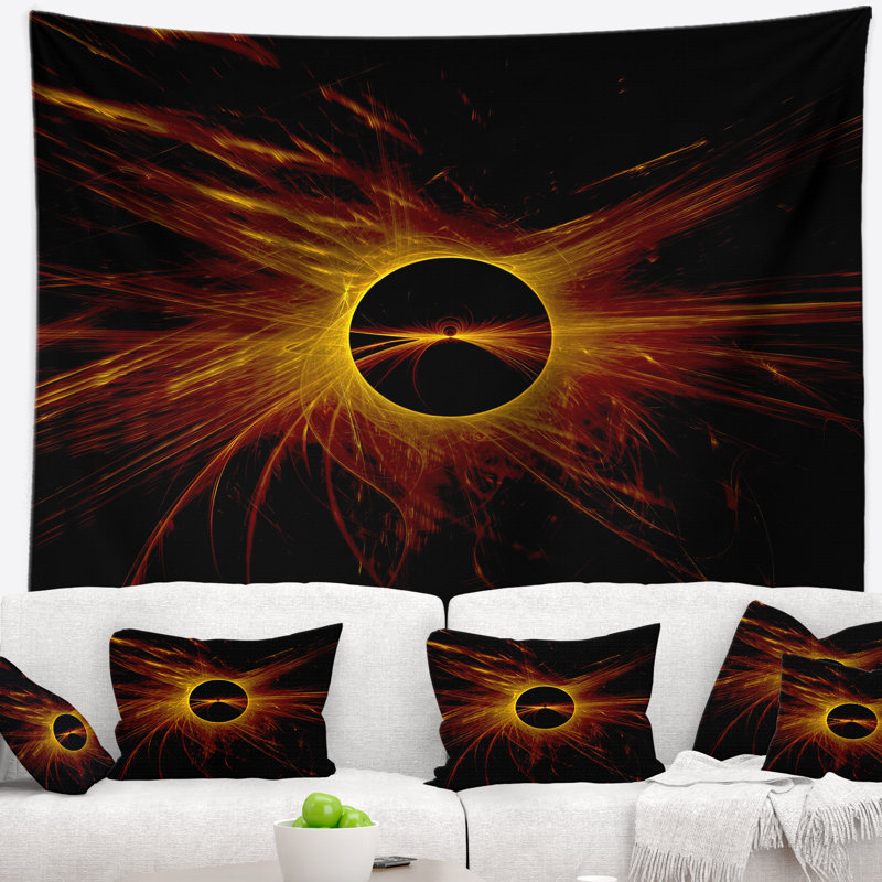 Tapisseriee de soleil solaire foncé abstrait, H 78 po x l 92 po