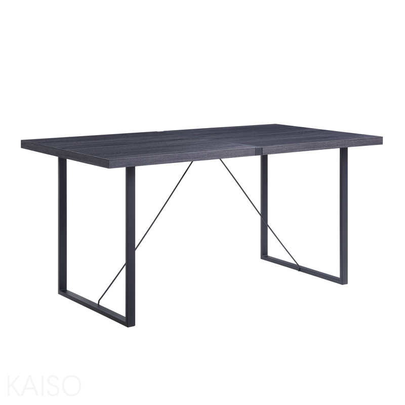 Table de salle à manger en chêne gris et noir avec base traîneau