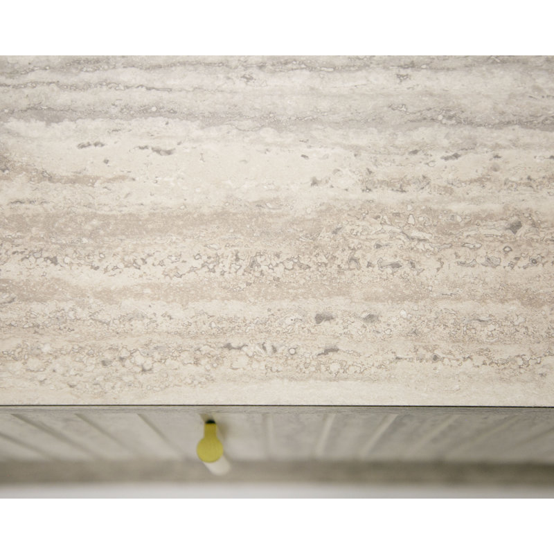 32'' W Travertine Gray Nightstand, Travertine Gray