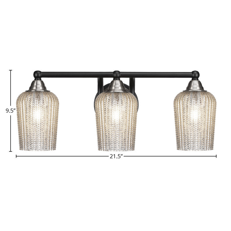 Michell 3-Light Bath Bar, Silver, Matte Black/Brushed Nickel