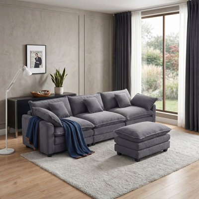 Canapé modulaire 108 po Corduroy avec repose-pieds amovible