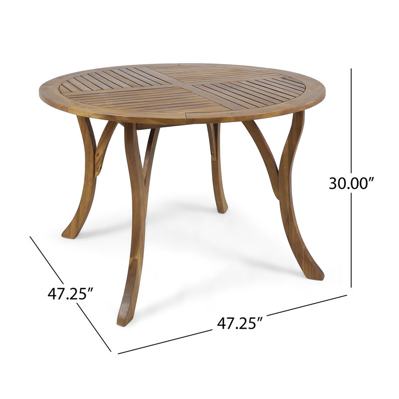 Round 4 - Person 47.25" Long Dining Set with Cushions, Teak Frame / Cream Cushion