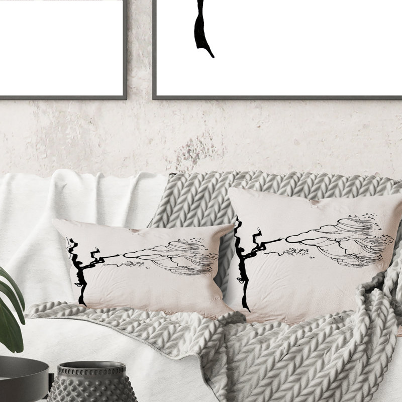 Coussin décoratif noir et blanc avec graphiques I