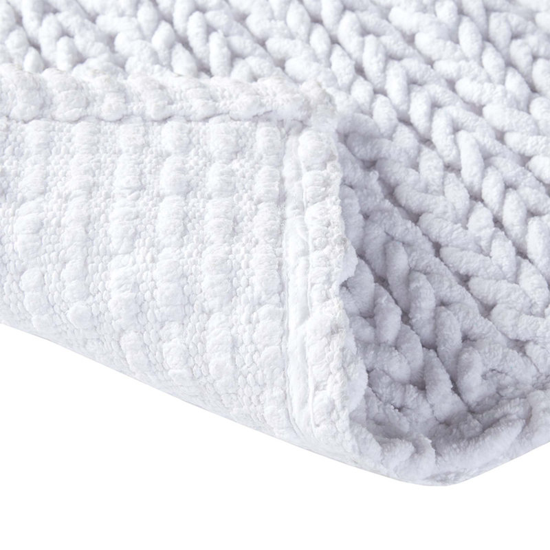 Non-Slip Bath Rug, 20"W x 30"L, White