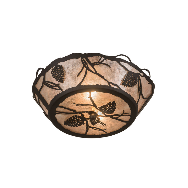 2 - Light Semi Flush Mount, 6.25" H x 16.5" W x 16.5" D, Oil Rubbed Bronze, Silver Mica