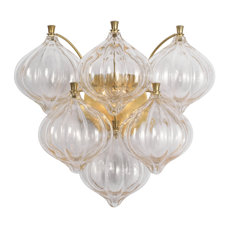 Julie Neill Gianna 21" Layered Sconce with Clear Glass, Gold, Hand-Rubbed Antique Brass